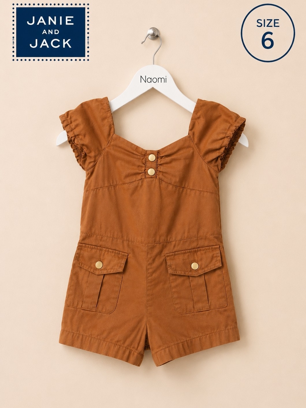 Janie and Jack Rust Brown Short Sleeve Romper